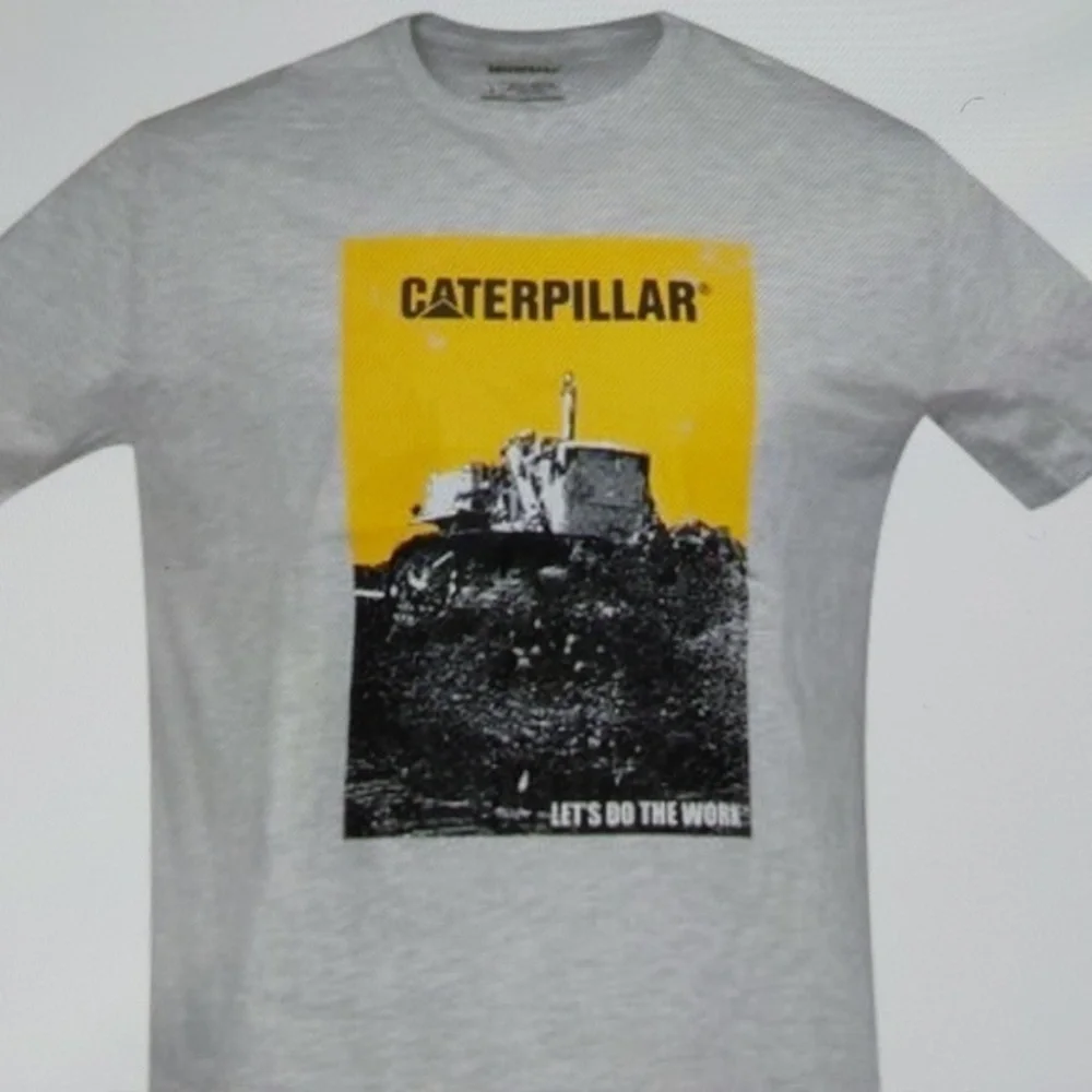 NWT Mens‎ Caterpiller Light Heather Gray Grunge Tractor Tee Shirt Size XL